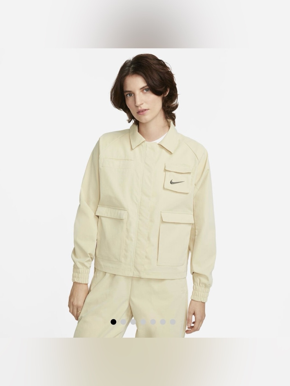Nike Swoosh Beige Woven Jacket Sz S